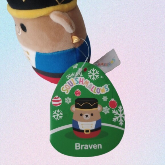 NWT 4in Squishmallow Winter Holiday Ornaments  2pc Set PUFF Penguin+ BRAVEN Bear - Picture 4 of 5